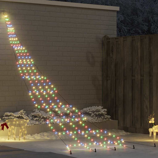 LED Christmas Tree with Ground Spikes Multicolour 511 cm Metal