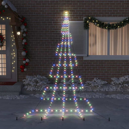 LED Christmas Tree with Ground Spikes Multicolour 511 cm Metal
