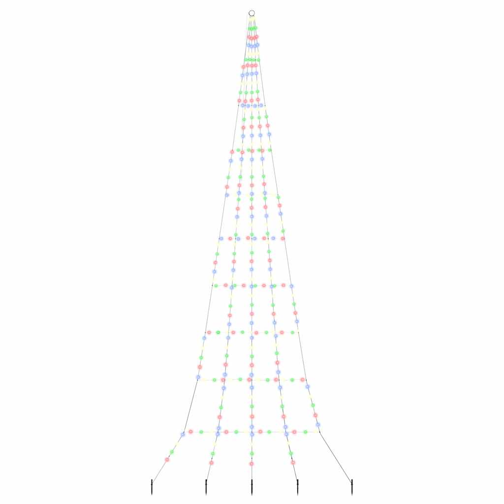 LED Christmas Tree with Ground Spikes Multicolour 511 cm Metal