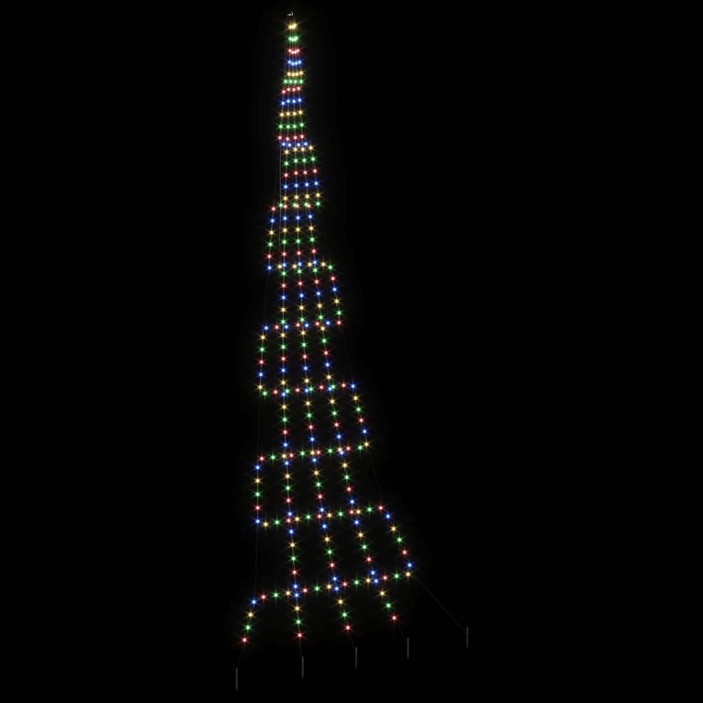 LED Christmas Tree with Ground Spikes Multicolour 511 cm Metal