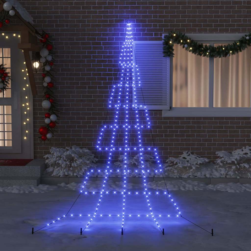 LED Christmas Tree with Ground Spikes Blue 511 cm Metal