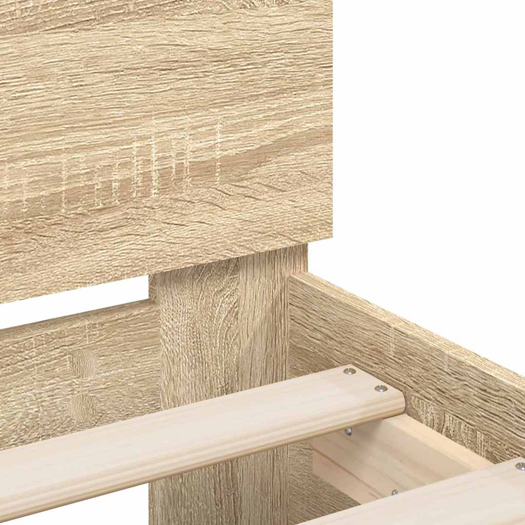 Bed Frame with LED Sonoma 152 x 203 cm Engineered Wood
