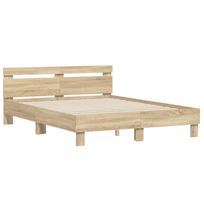 Bed Frame with LED Sonoma 152 x 203 cm Engineered Wood