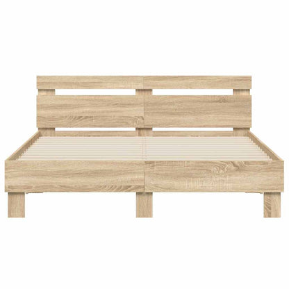 Bed Frame with LED Sonoma 152 x 203 cm Engineered Wood