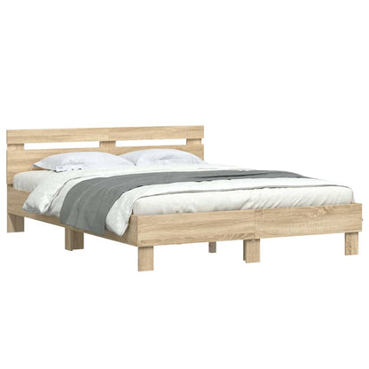 Bed Frame with LED Sonoma 152 x 203 cm Engineered Wood