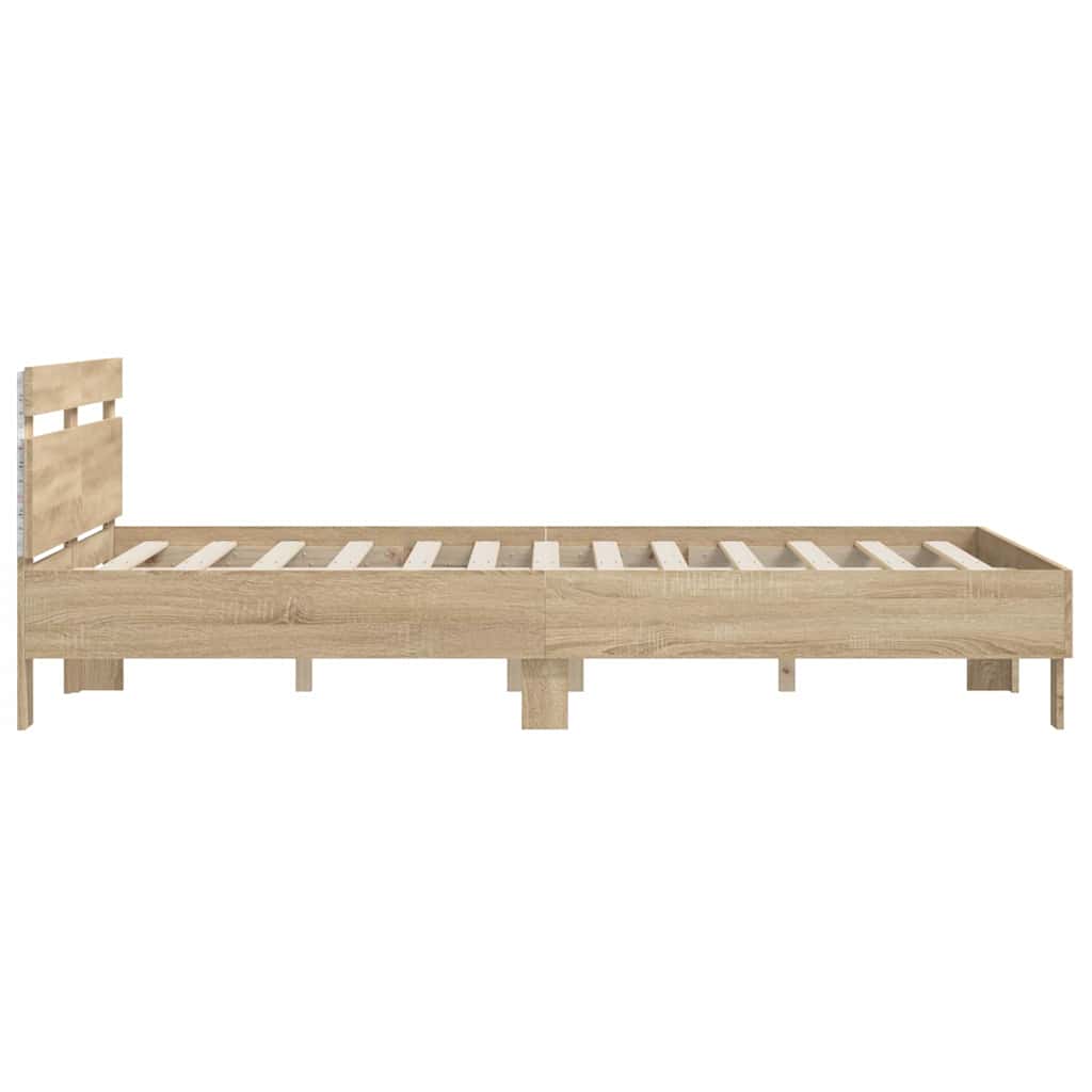 Bed Frame with LED Sonoma 152 x 203 cm Engineered Wood