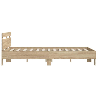 Bed Frame with LED Sonoma 152 x 203 cm Engineered Wood