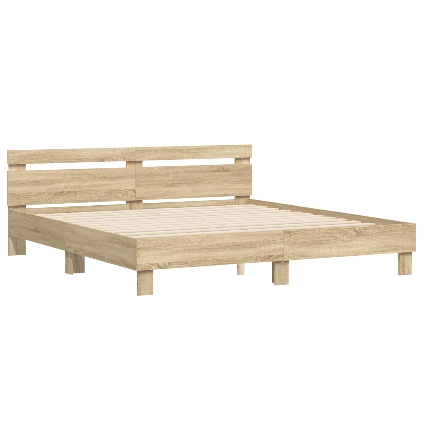 Bed Frame with LED Sonoma 193 x 203 cm Engineered Wood