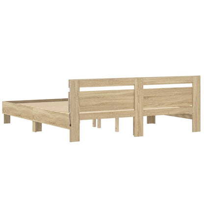 Bed Frame with LED Sonoma 193 x 203 cm Engineered Wood