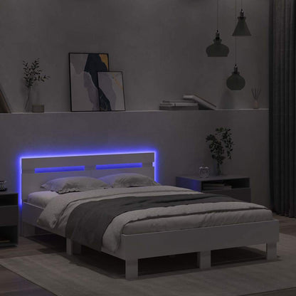 Bed Frame with Headboard White 137 x 190 cm Engineered Wood