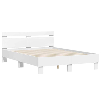 Bed Frame with LED White 137 x 190 cm Engineered Wood