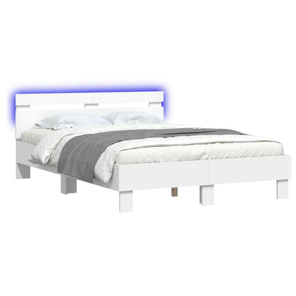 Bed Frame with Headboard White 137 x 190 cm Engineered Wood