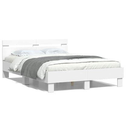 Bed Frame with Headboard White 137 x 190 cm Engineered Wood