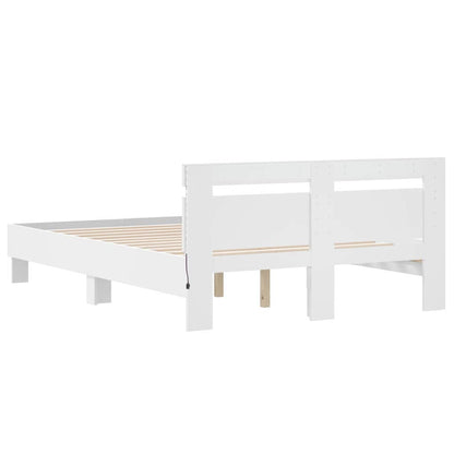 Bed Frame with Headboard White 137 x 190 cm Engineered Wood