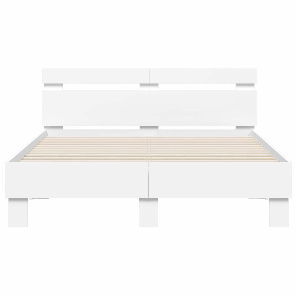 Bed Frame with Headboard White 137 x 190 cm Engineered Wood