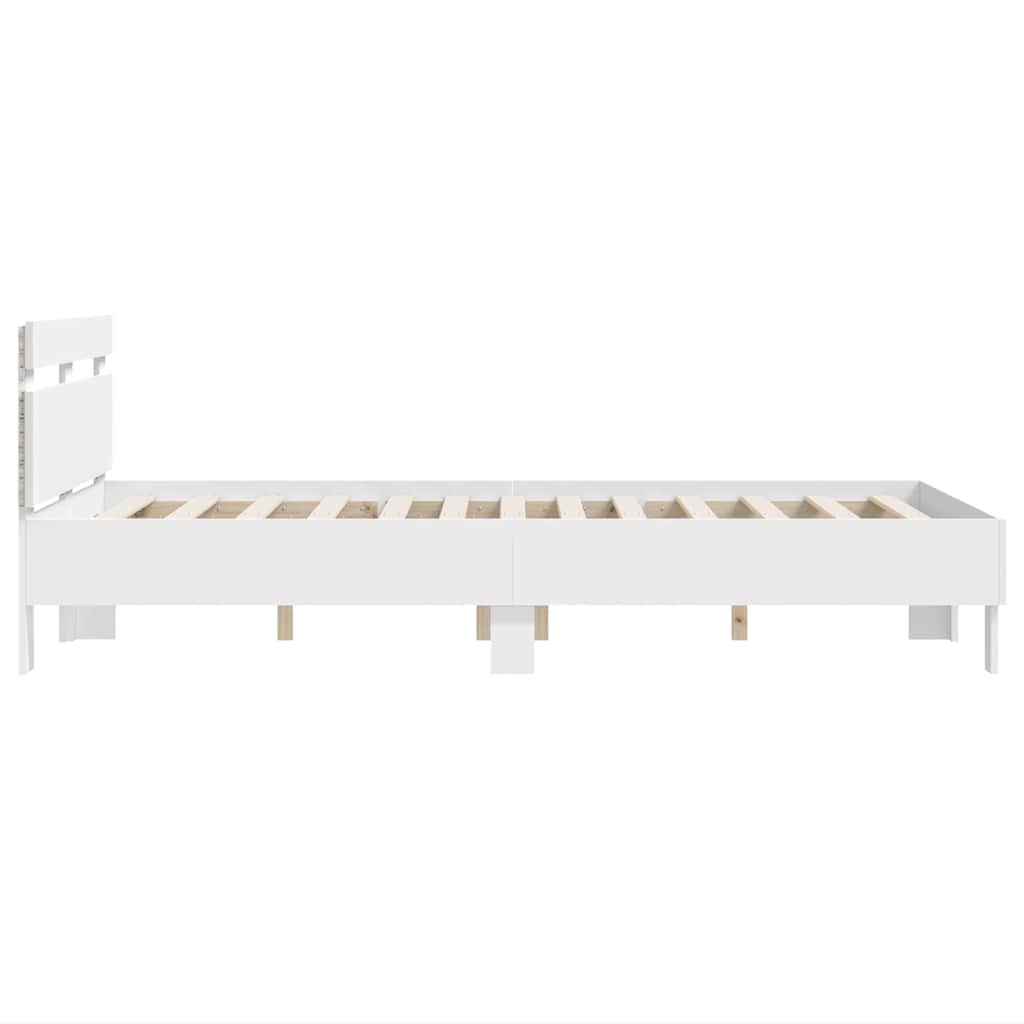 Bed Frame with Headboard White 137 x 190 cm Engineered Wood