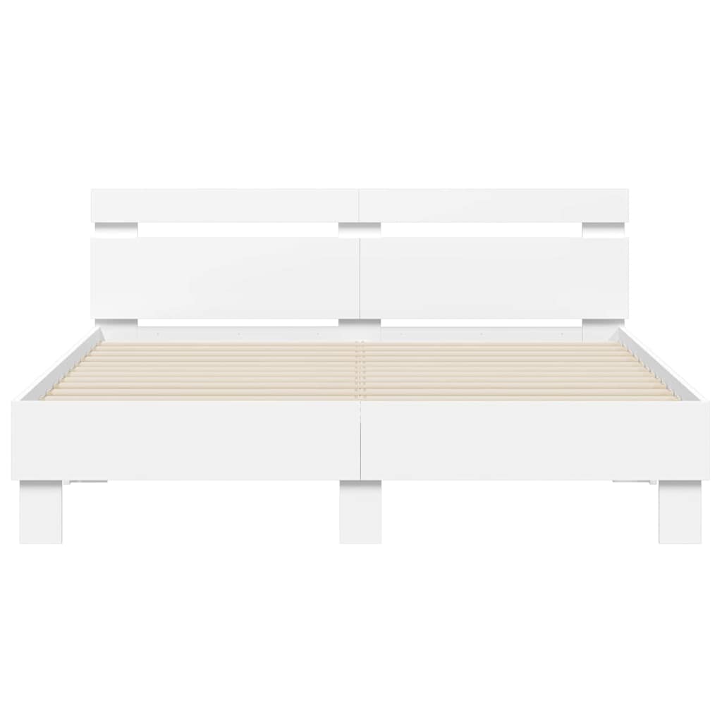 Bed Frame with Headboard White 152 x 203 cm Engineered Wood