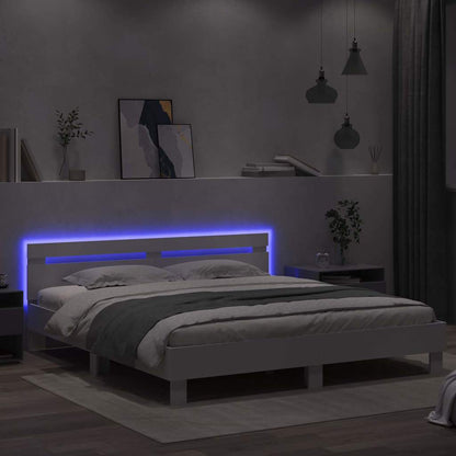 Bed Frame with Headboard White 193 x 203 cm Engineered Wood