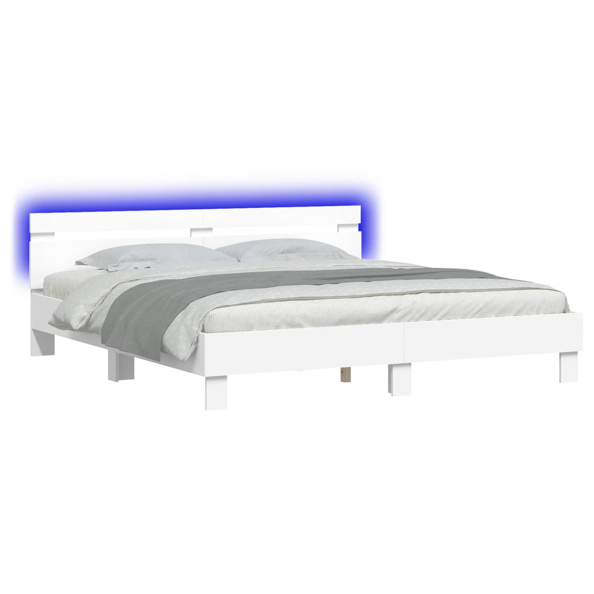 Bed Frame with Headboard White 193 x 203 cm Engineered Wood