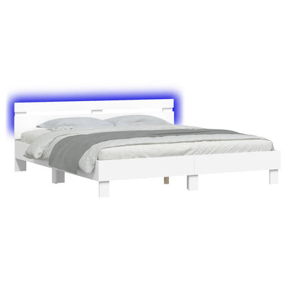Bed Frame with Headboard White 193 x 203 cm Engineered Wood