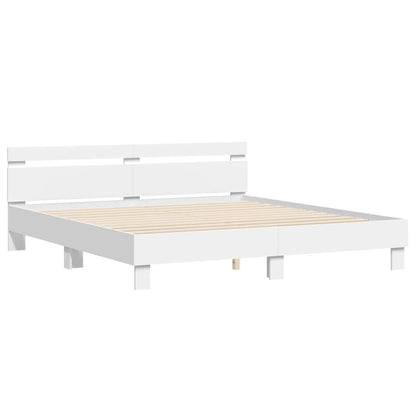 Bed Frame with Headboard White 193 x 203 cm Engineered Wood