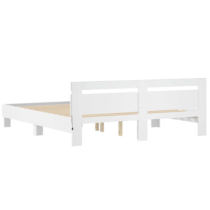 Bed Frame with LED White 193 x 203 cm Engineered Wood