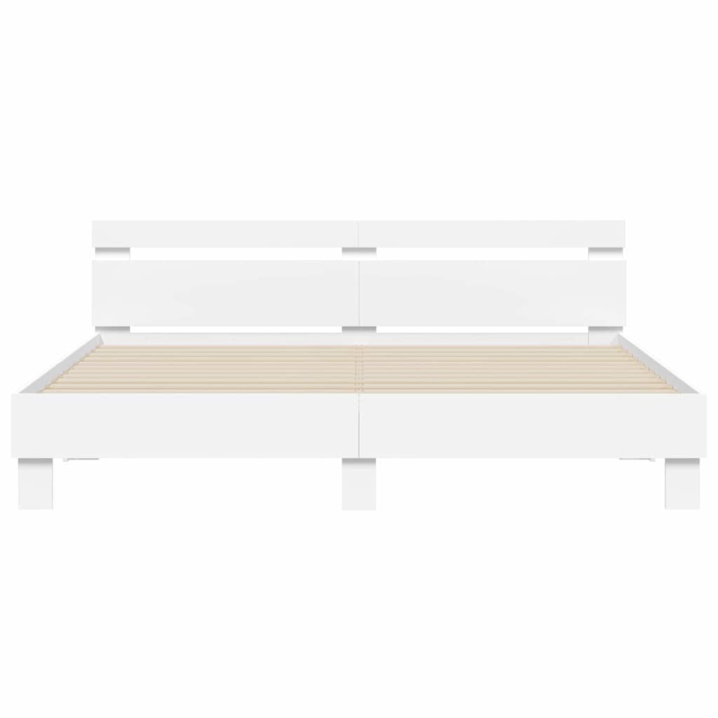 Bed Frame with Headboard White 193 x 203 cm Engineered Wood