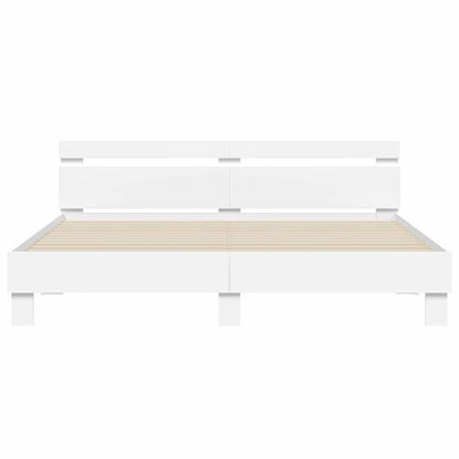 Bed Frame with Headboard White 193 x 203 cm Engineered Wood