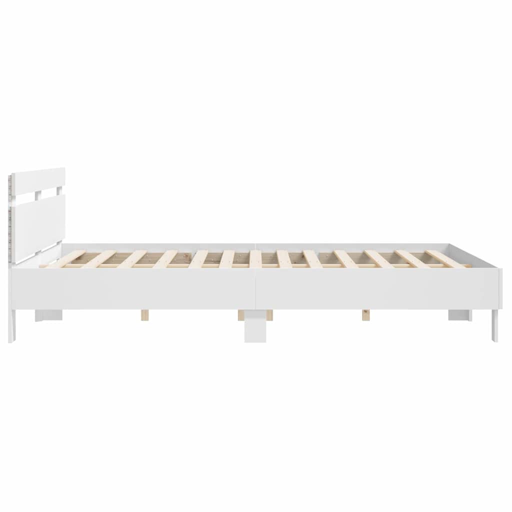Bed Frame with Headboard White 193 x 203 cm Engineered Wood