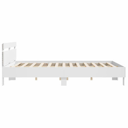Bed Frame with Headboard White 193 x 203 cm Engineered Wood