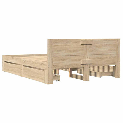 Bed Frame with Drawer 2 pcs Sonoma 137 x 188 cm Engineered Wood
