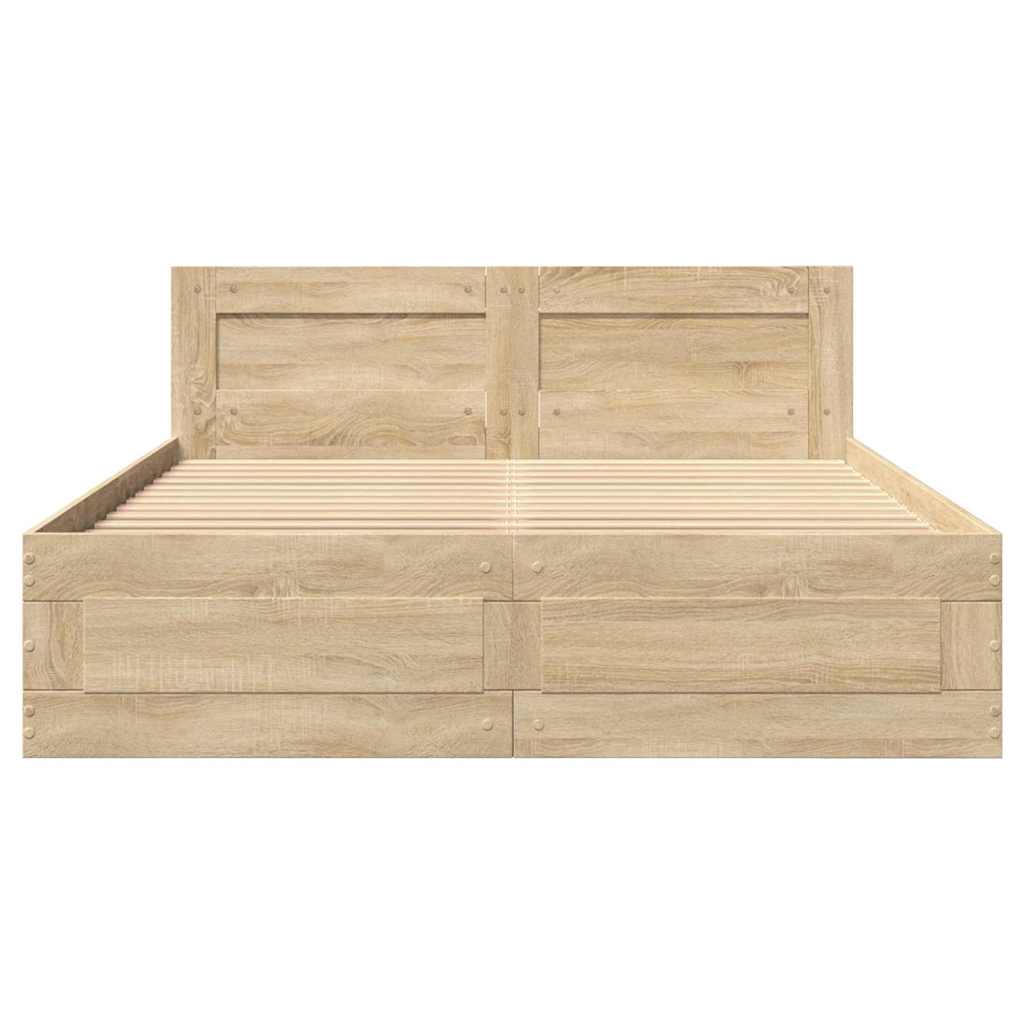 Bed Frame with Drawer 2 pcs Sonoma 137 x 188 cm Engineered Wood