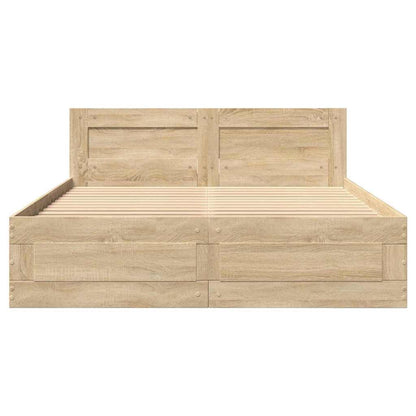 Bed Frame with Drawer 2 pcs Sonoma 137 x 188 cm Engineered Wood