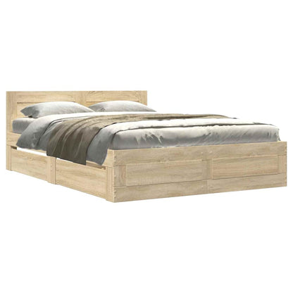 Bed Frame with Drawer 2 pcs Sonoma 137 x 188 cm Engineered Wood