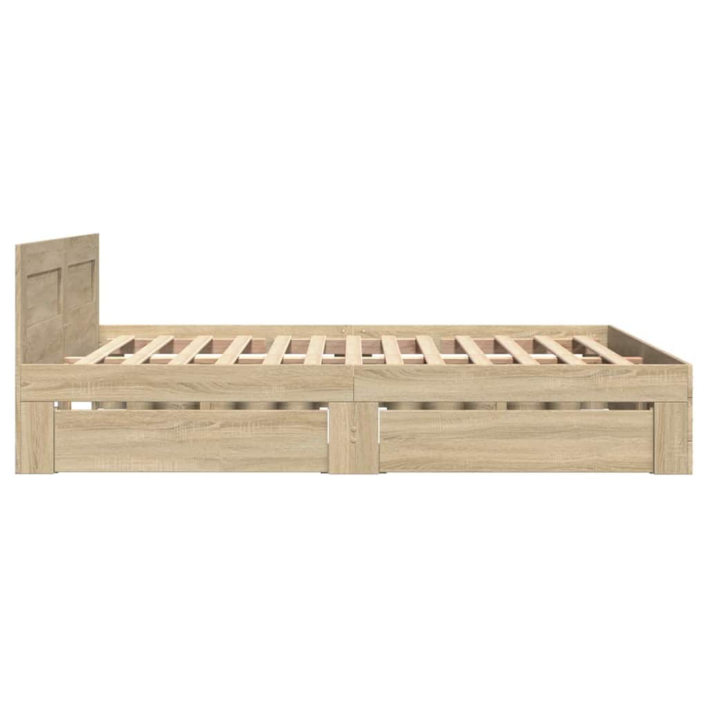 Bed Frame with Drawer 2 pcs Sonoma 137 x 188 cm Engineered Wood