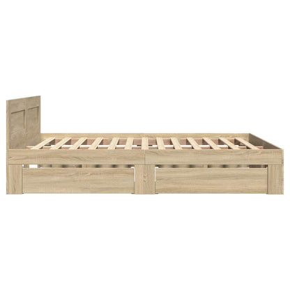 Bed Frame with Drawer 2 pcs Sonoma 137 x 188 cm Engineered Wood