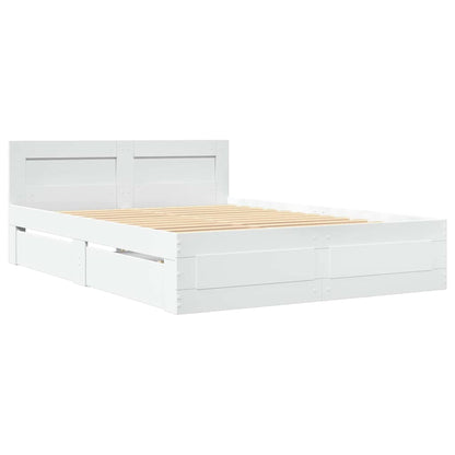 Bed Frame with Drawer 2 pcs White 137 x 188 cm Engineered Wood