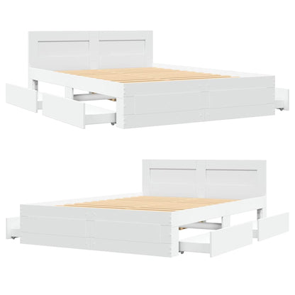 Bed Frame with Drawer 2 pcs White 137 x 188 cm Engineered Wood