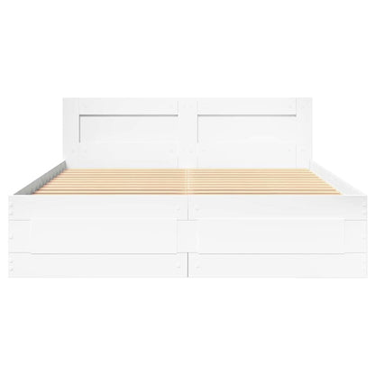 Bed Frame with Drawer 2 pcs White 137 x 188 cm Engineered Wood