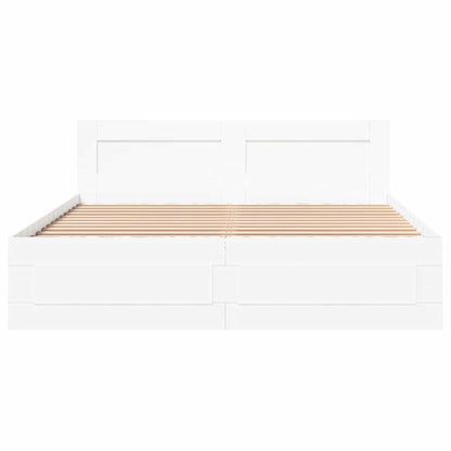 Bed Frame with Drawer 2 pcs White 150 x 200 cm Engineered Wood
