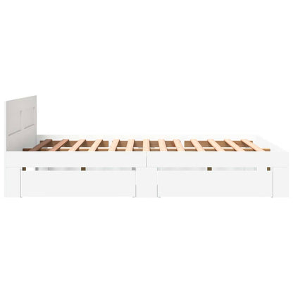 Bed Frame with Drawer 2 pcs White 150 x 200 cm Engineered Wood