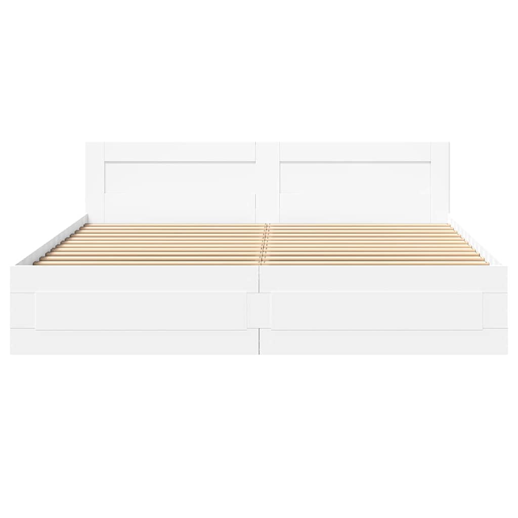 Bed Frame with Drawer 2 pcs White 193 x 203 cm Engineered Wood