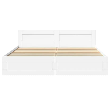 Bed Frame with Drawer 2 pcs White 193 x 203 cm Engineered Wood