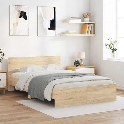 Bed Frame with Headboard Sonoma 137 x 190 cm Engineered Wood