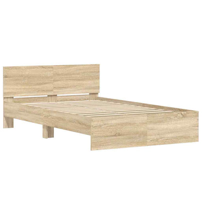 Bed Frame with Headboard Sonoma 137 x 190 cm Engineered Wood