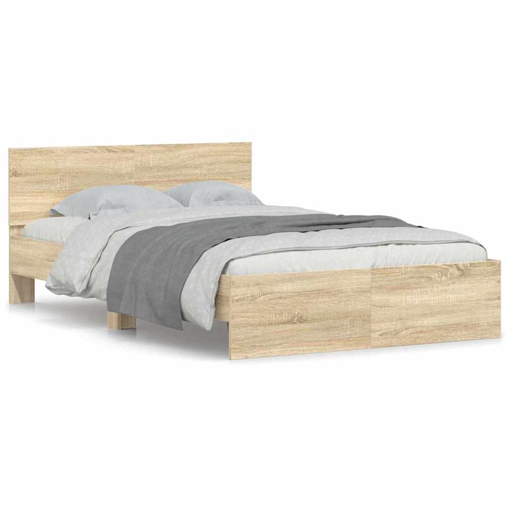 Bed Frame with Headboard Sonoma 137 x 190 cm Engineered Wood