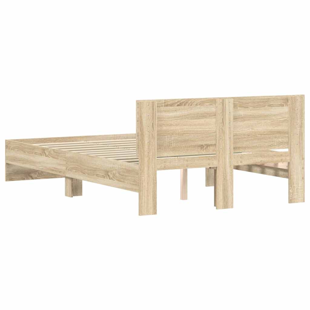 Bed Frame with Headboard Sonoma 137 x 190 cm Engineered Wood