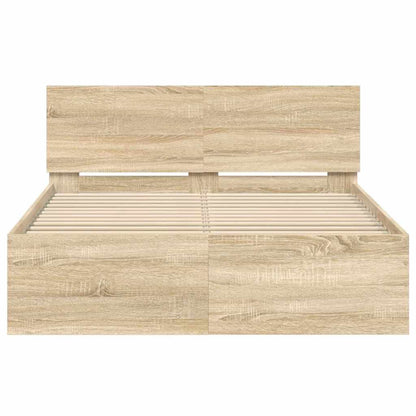 Bed Frame with Headboard Sonoma 137 x 190 cm Engineered Wood