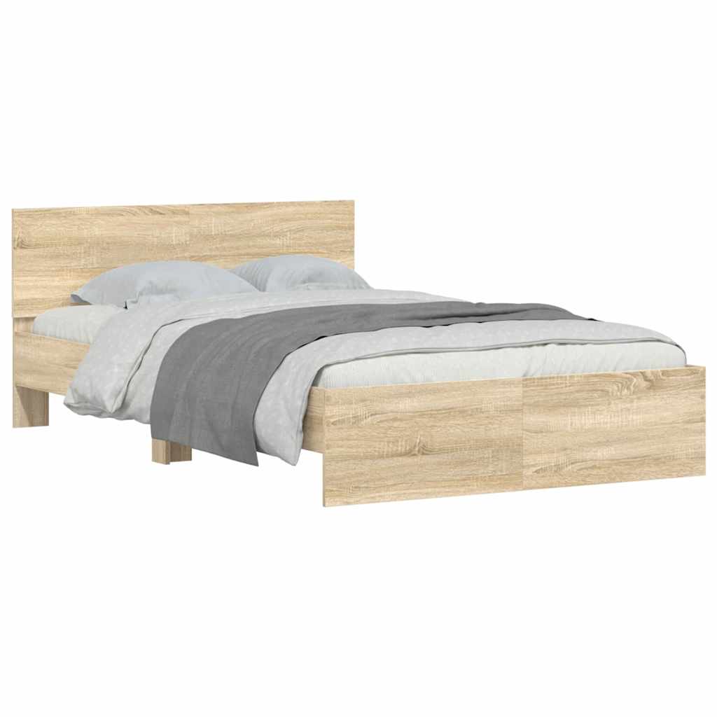 Bed Frame with Headboard Sonoma 137 x 190 cm Engineered Wood