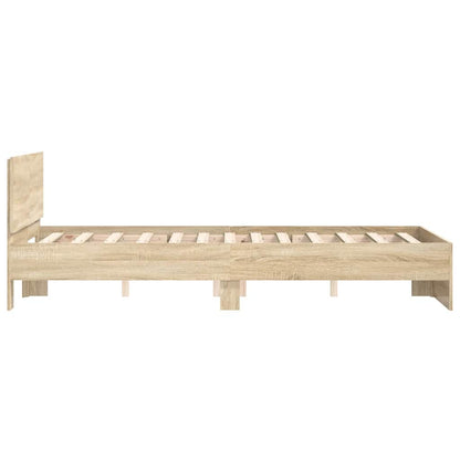Bed Frame with Headboard Sonoma 137 x 190 cm Engineered Wood